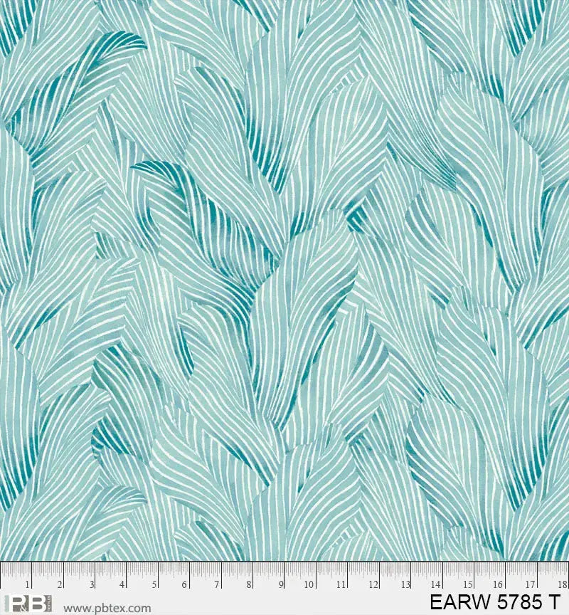 108" Earth Tones Teal Leaf Cotton Wideback Fabric per yard - Prismatic Fiber Arts