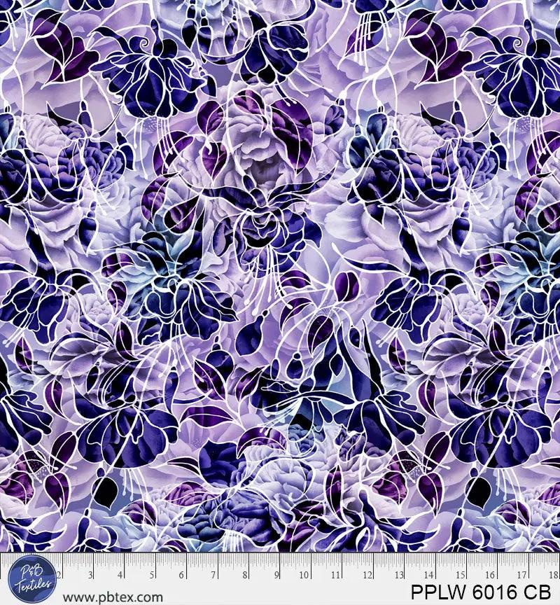 108" Petal Play Purple Blue Florals Cotton Wideback Fabric per yard - Prismatic Fiber Arts