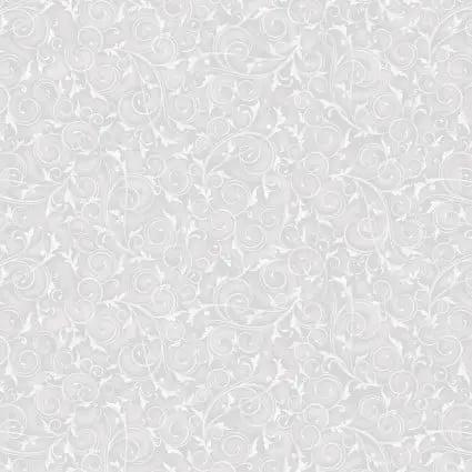 108" Swirls and Twirls Soft Grey Cotton Wideback Fabric per yard - Prismatic Fiber Arts