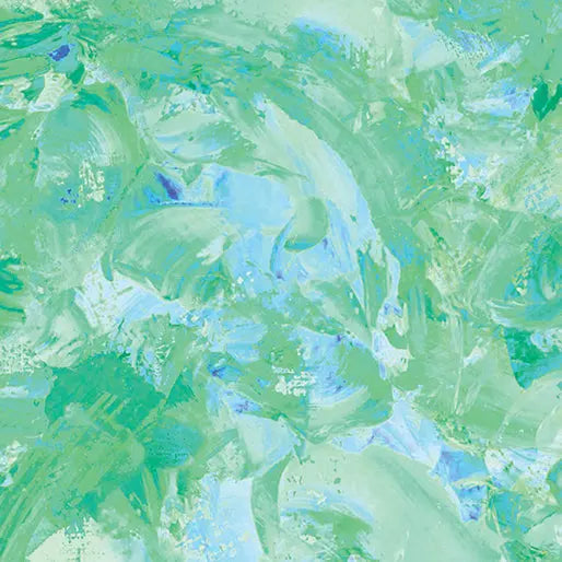 Green Paint Splash Seafoam Cotton Wideback Fabric per yard - Prismatic Fiber Arts