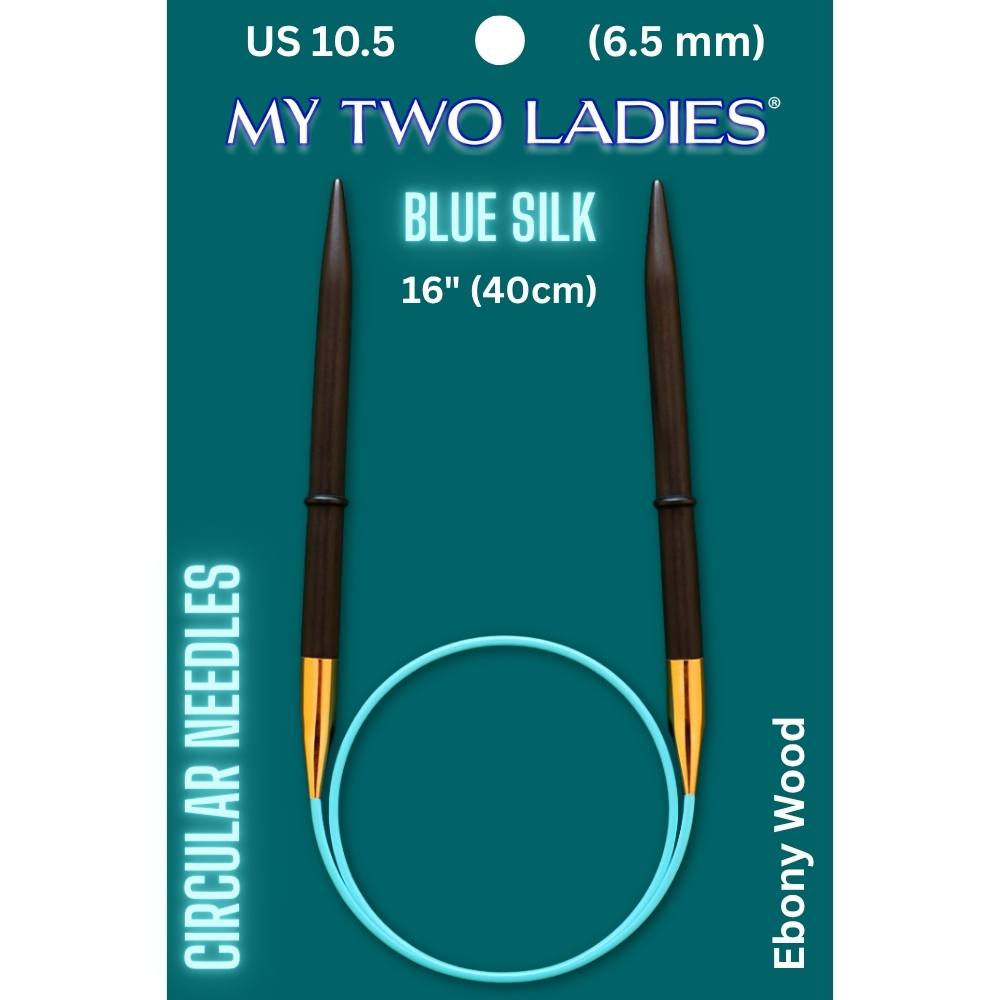 Blue Silk | 16" Circular Knitting Needles | Ebony | 9 Sizes - Prismatic Fiber Arts