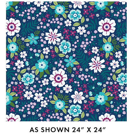 Blue Seaside Garden Cobalt Cotton Wideback Fabric Per Yard - Prismatic Fiber Arts