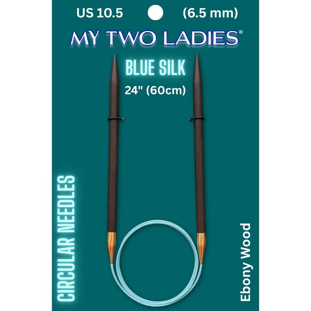 Blue Silk | 24" Circular Knitting Needles | Ebony | 9 Sizes - Prismatic Fiber Arts