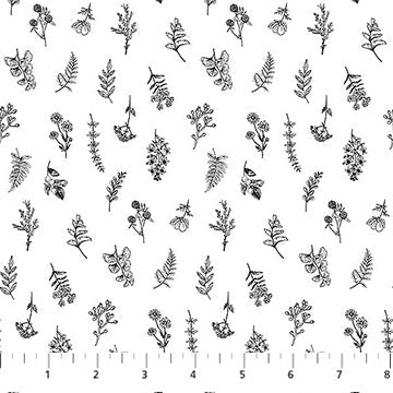 White/Black 28532-10 Nature's Sketchbook Cotton 44"/45" Fabric Per Yard - Prismatic Fiber Arts