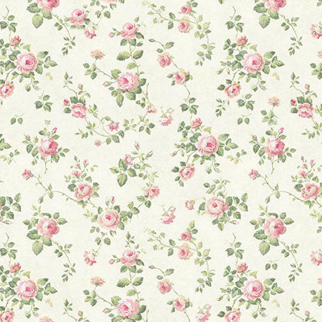 Pale Sage Ditzy Rose Sew Shabby Chic Cotton 44"/45" Fabric Per Yard - Prismatic Fiber Arts