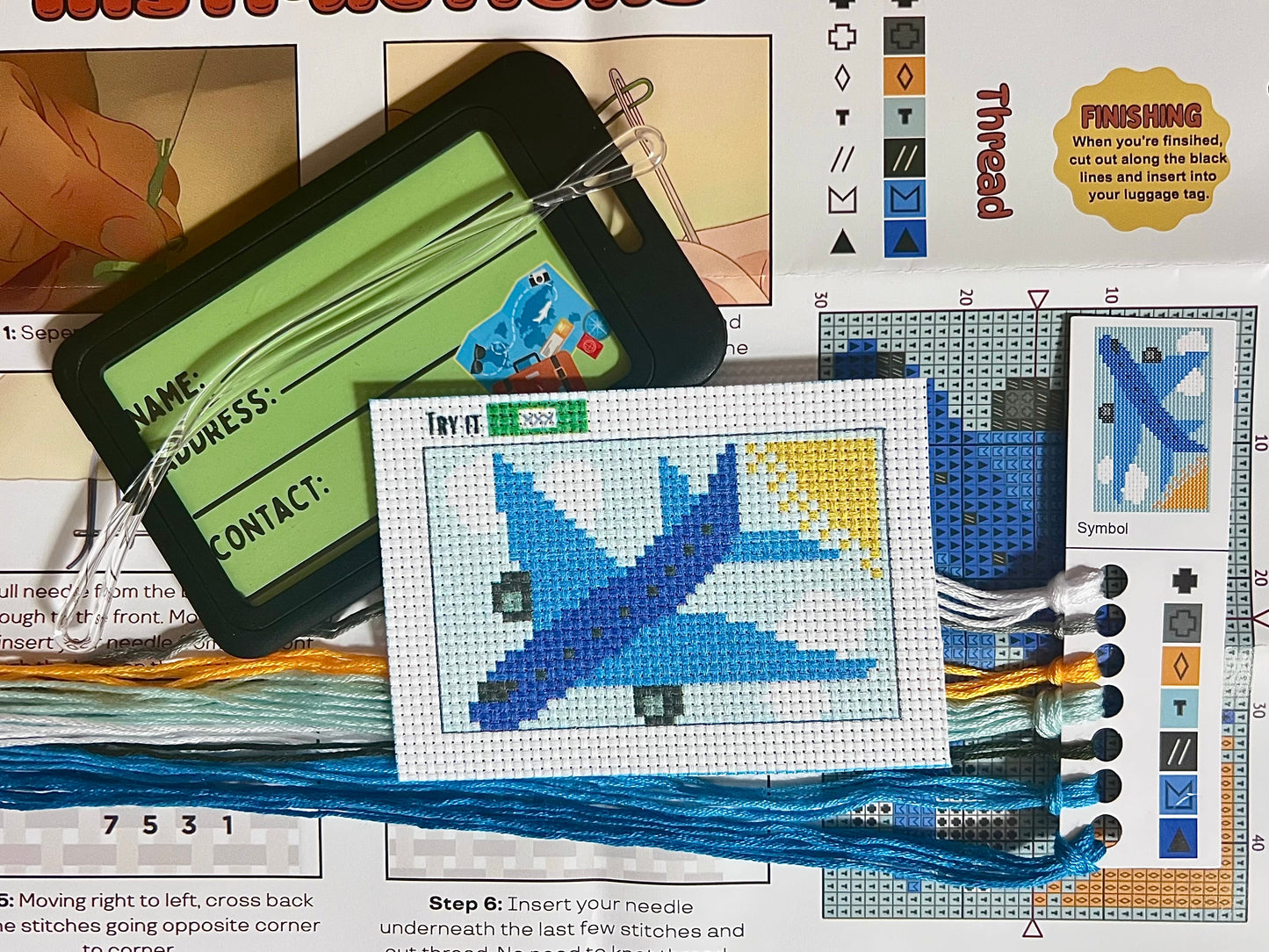 Blue Airplane Cross Stitch Kit - Prismatic Fiber Arts