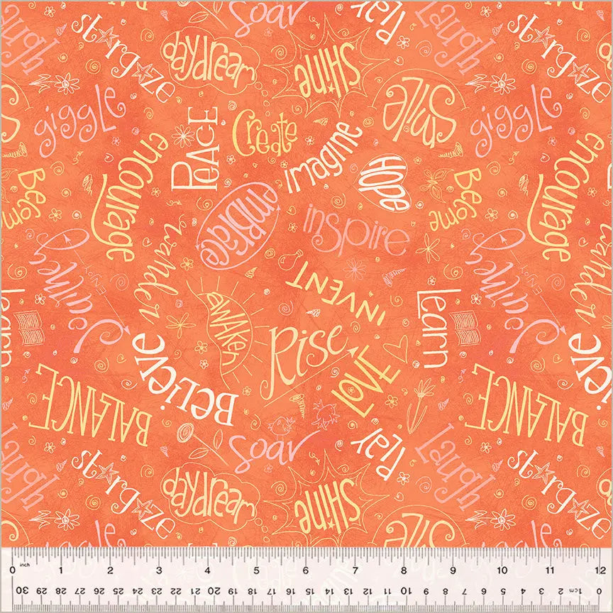 Orange Noteworthy Aspirations 44"/45 Fabric Per Yard - Prismatic Fiber Arts