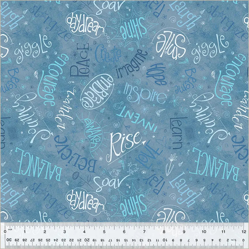 Blue Denim Noteworthy Aspirations 44"/45 Fabric Per Yard - Prismatic Fiber Arts