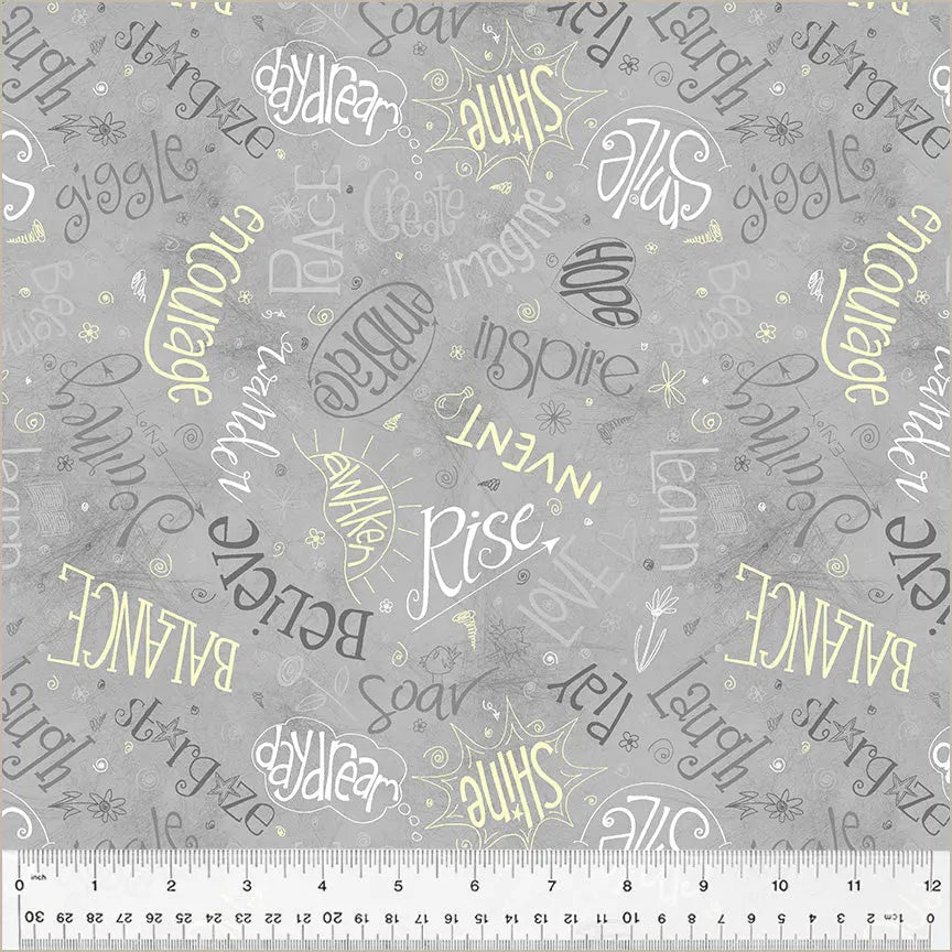 Grey Smoke Noteworthy Aspirations 44"/45 Fabric Per Yard - Prismatic Fiber Arts