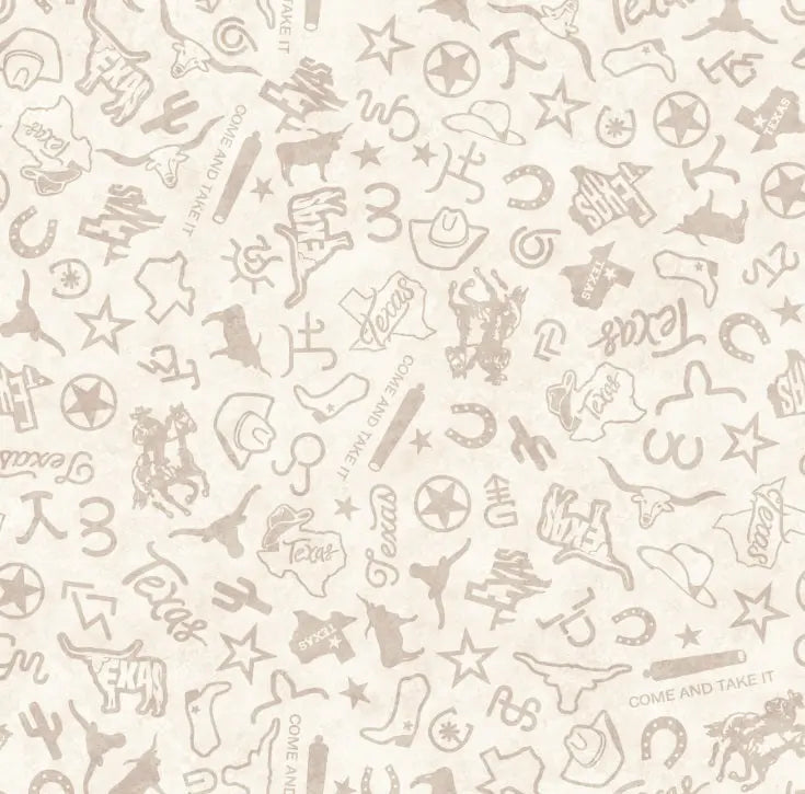 ATXSH Cream Texas Icons Tonal Blender Cotton 44"/45" Fabric Per Yard - Prismatic Fiber Arts