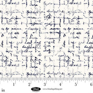 Cameo Appearance Abstract Script White Cotton 44"/45" Fabric Per Yard