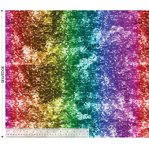 Multi Rainbow Sequins Wideback Cotton Fabric - Prismatic Fiber Arts