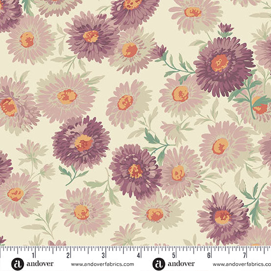 Lilac Chrysanthemum 108's by Laundry Basket Quilts Cotton Wideback Fabric Per Yard - Prismatic Fiber Arts