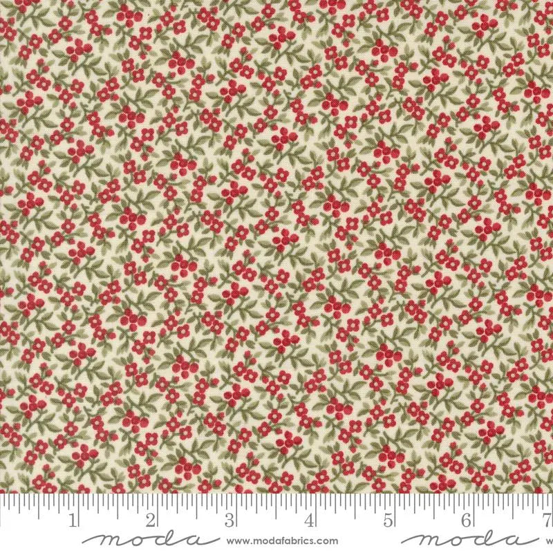 A Christmas Carol Snowflake Bountiful Berries Cream 44"/45" Fabric Per Yard - Prismatic Fiber Arts
