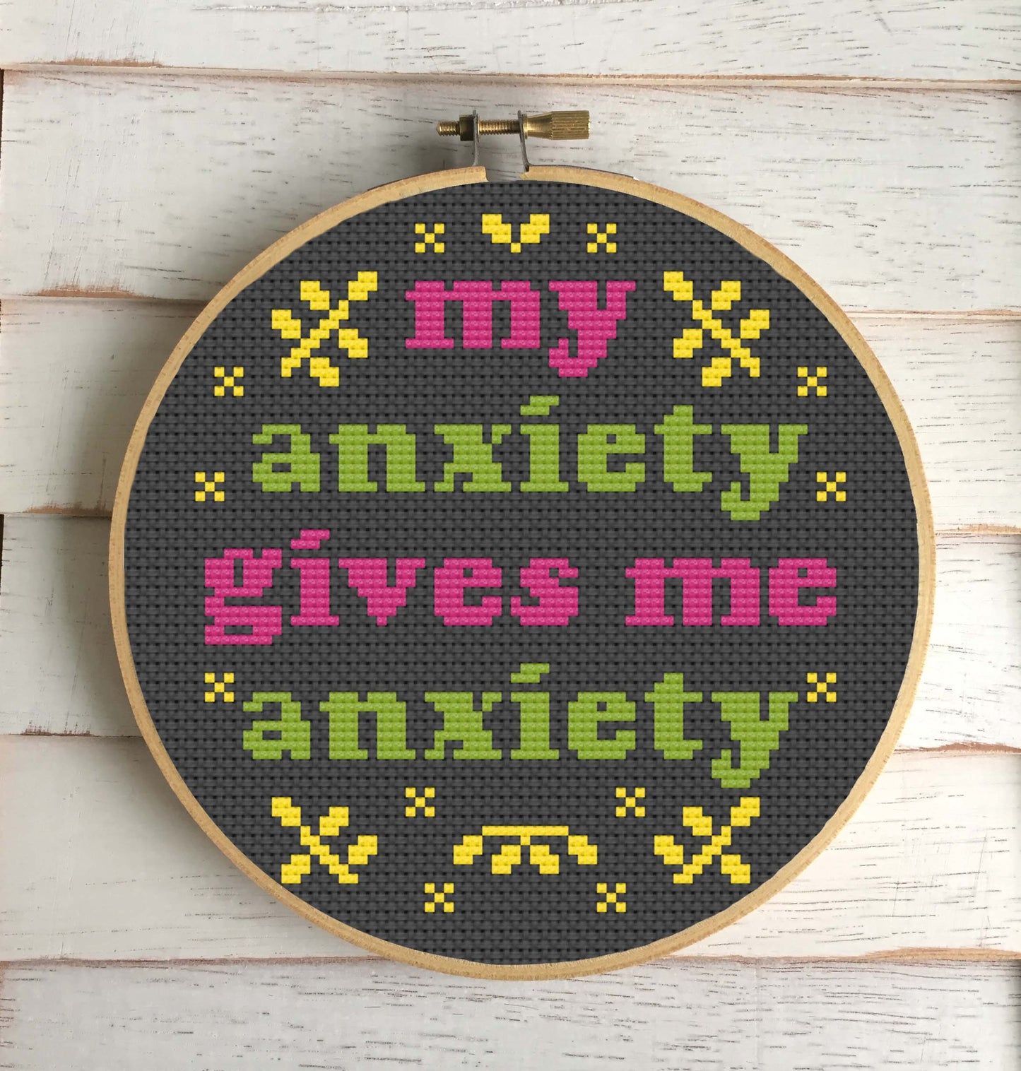 My Anxiety Counted Cross Stitch DIY KIT - Prismatic Fiber Arts
