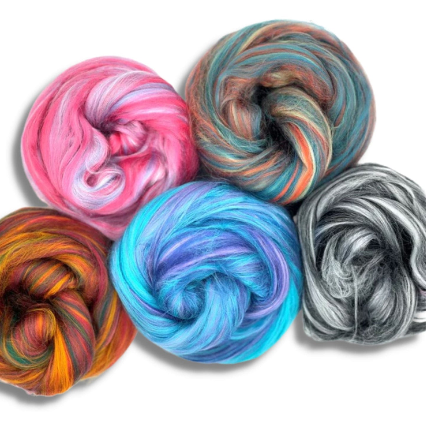 Dyed Multi-Color Bamboo Fiber Top | 5 Uber Soft, Luxurious Blended Colors | 125 Grams, 19 Micron - Prismatic Fiber Arts