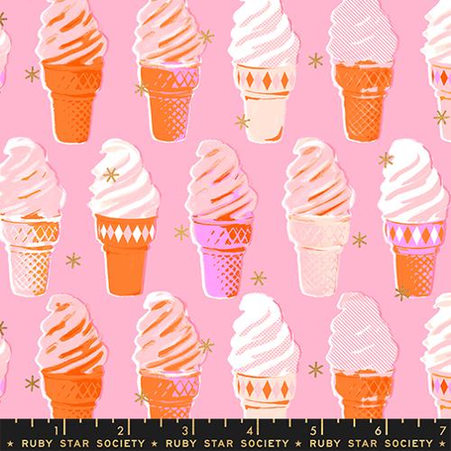 Best Day Ever Metallic Posy Ice Cream Cotton 43"/44" Fabric Per Yard - Prismatic Fiber Arts