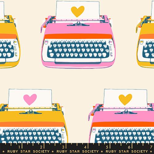 Best Day Ever Natural Retro Typewriters Cotton 43"/44" Fabric Per Yard - Prismatic Fiber Arts