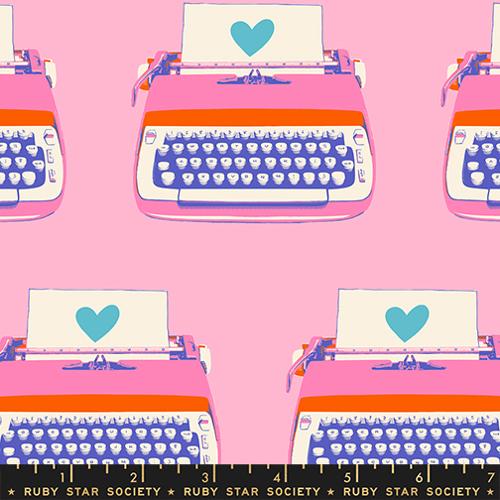 Best Day Ever Posy Retro Typewriters Cotton 43"/44" Fabric Per Yard - Prismatic Fiber Arts