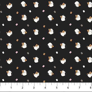 Black Calico Cat Tossed Squishmallows Cotton 44"/45" Fabric Per Yard - Prismatic Fiber Arts