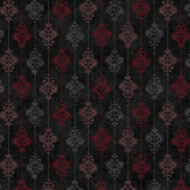 Black Operetta Damask Stripe Cotton 43"/44" Fabric Per Yard - Prismatic Fiber Arts