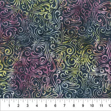Black Prism Colored Swirls Cotton Wideback Fabric per yard - Prismatic Fiber Arts