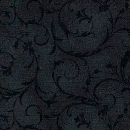 Black Soft Elegant Scroll Cotton Wideback Fabric per yard - Prismatic Fiber Arts