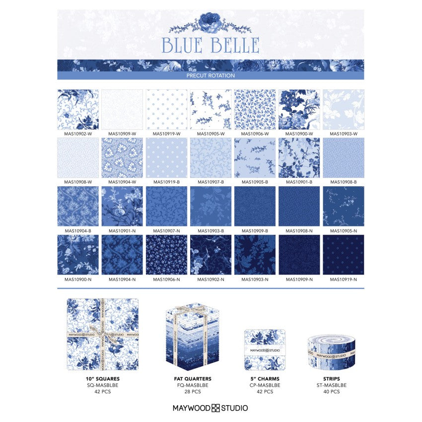 Blue Belle Floral - Fat Quarter Bundle (28 pcs) - Prismatic Fiber Arts