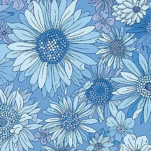 Blue Best Friends Sleepovers Cotton Wideback Fabric per yard - Prismatic Fiber Arts