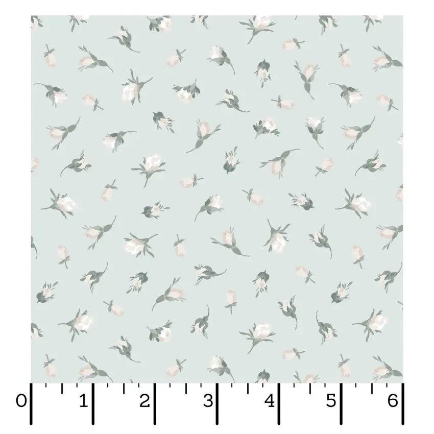 Blue Buds La Fleur Flannel Cotton 42"/43" Fabric Per Yard - Prismatic Fiber Arts