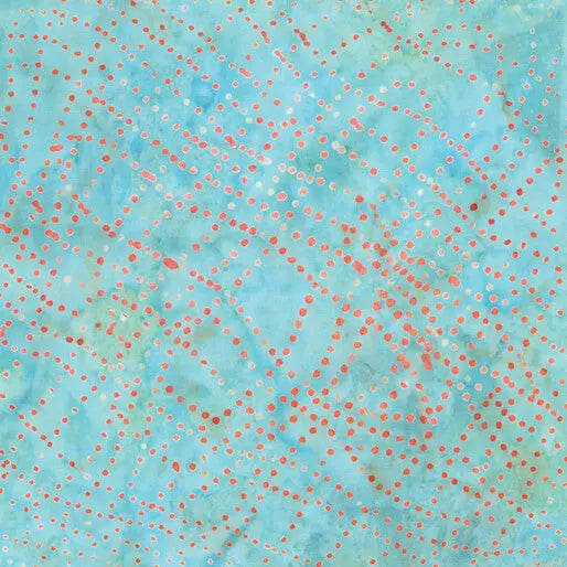 Blue Green Aqua Wave Dots Cotton 44"/45" Fabric Per Yard - Prismatic Fiber Arts