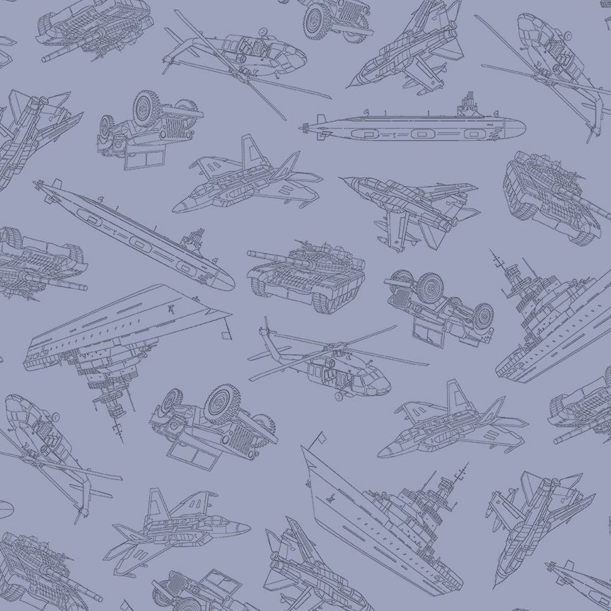 Blue Military Convoy Path to Freedom Cotton 44"/45" Fabric Per Yard - Prismatic Fiber Arts