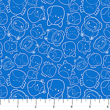 Blue Outlines Tossed Yardage Squishmallows Cotton 44"/45" Fabric Per Yard - Prismatic Fiber Arts