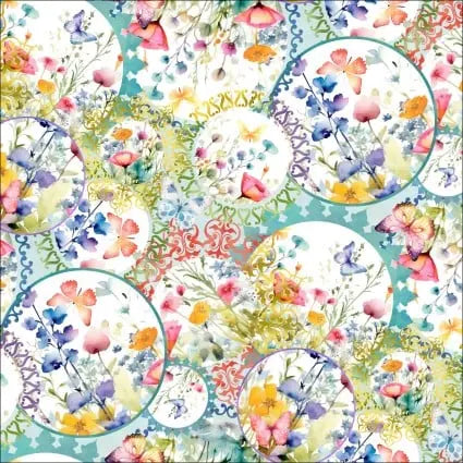 Butterfly Fantasy Collage Cotton 44"/45" Fabric Per Yard - Prismatic Fiber Arts