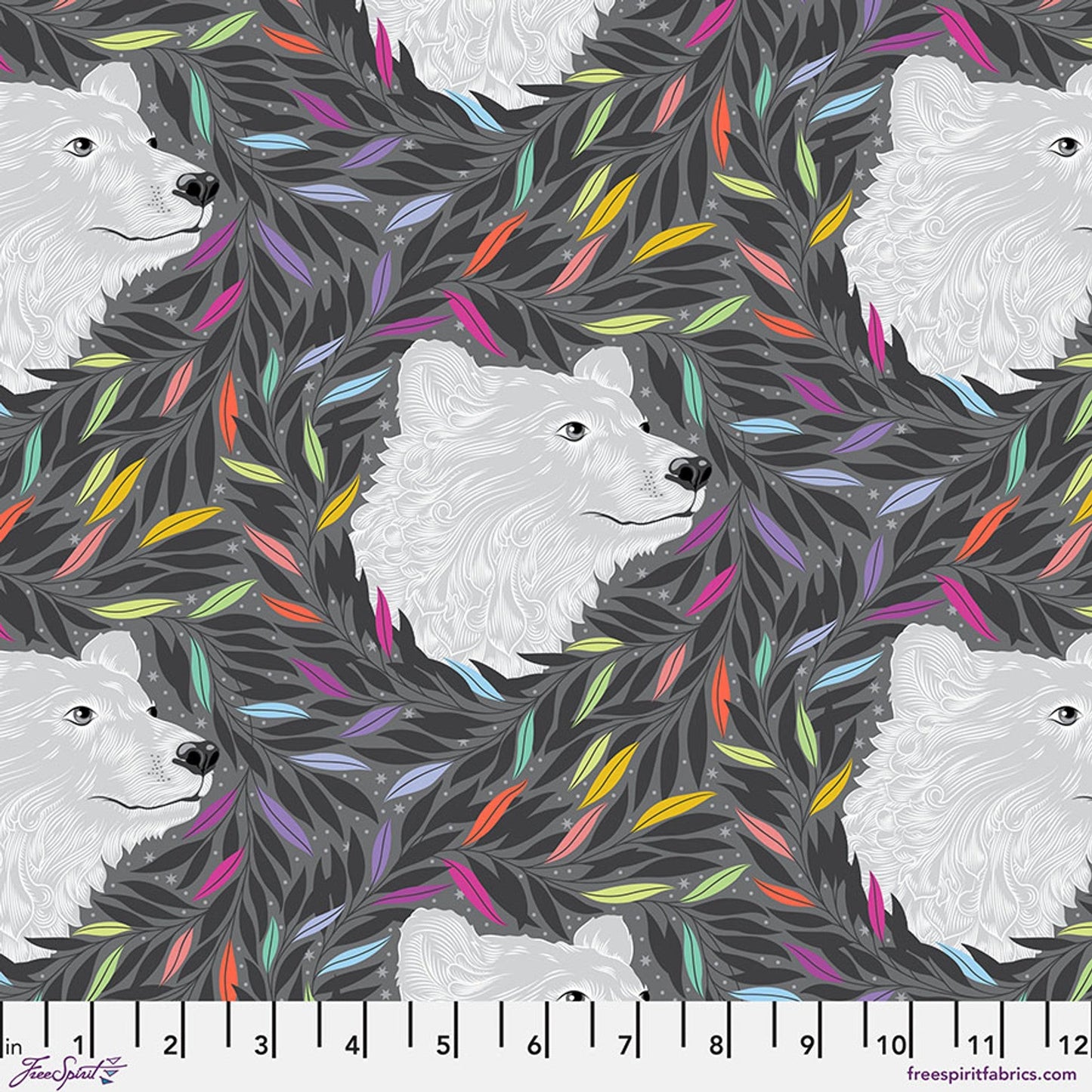 Carbon Just Bearly Graywork 43/44" Cotton Fabric Per Yard - Prismatic Fiber Arts