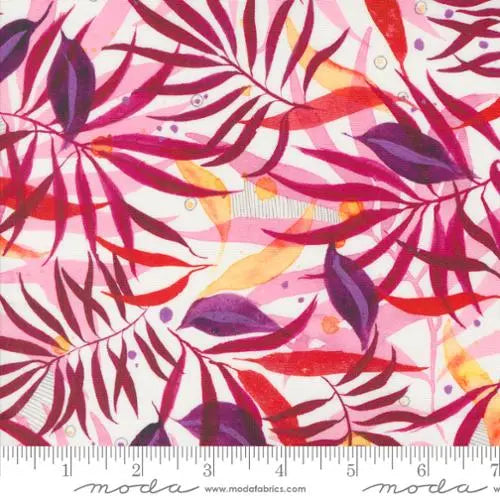 Coming Up Roses Leaf Watercolor Pink 44"/45" Fabric Per Yard - Prismatic Fiber Arts