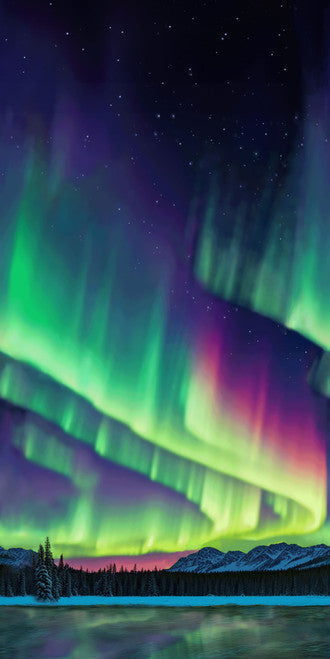 Cosmic Flow Black/Multi Aurora Borealis Cotton Wideback Fabric per yard - Prismatic Fiber Arts