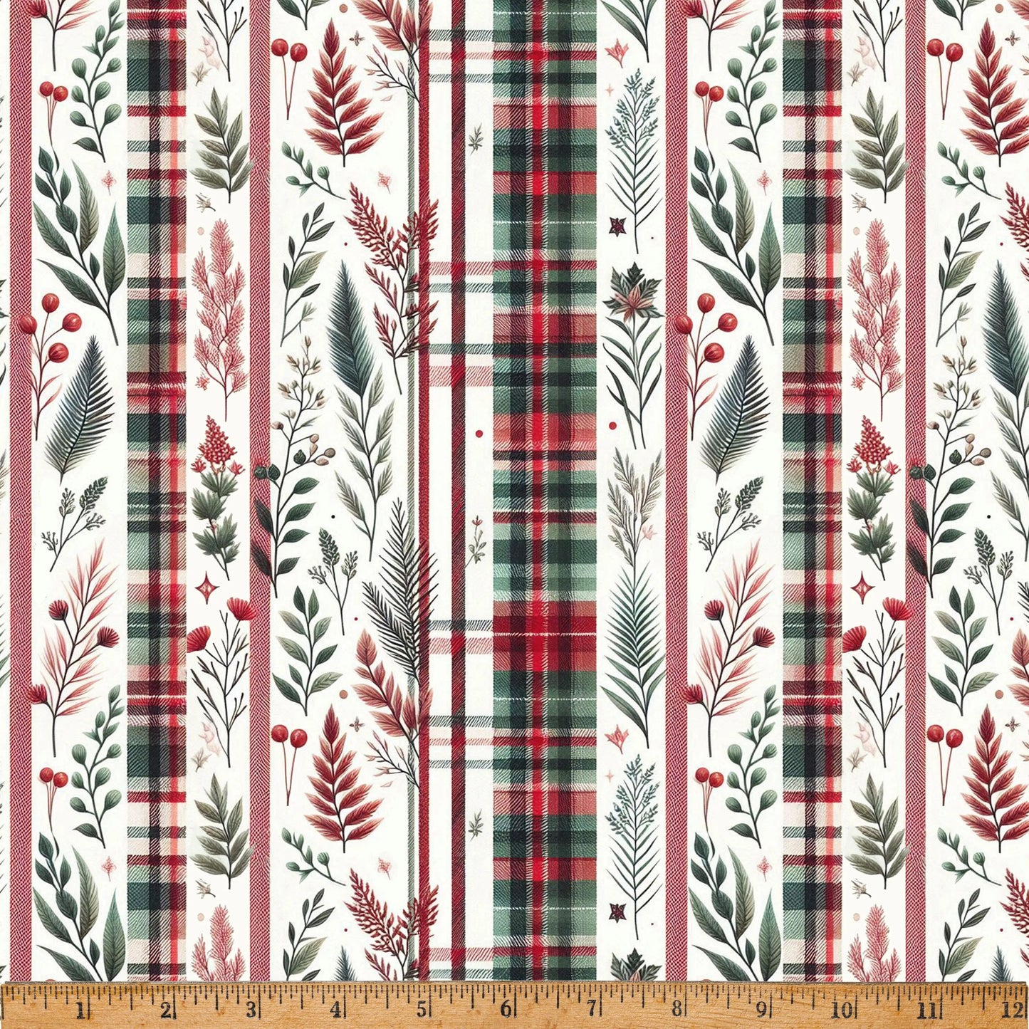 Cozy Tidings Christmas Plaid Stripes 43"/44" Fabric Per Yard - Prismatic Fiber Arts