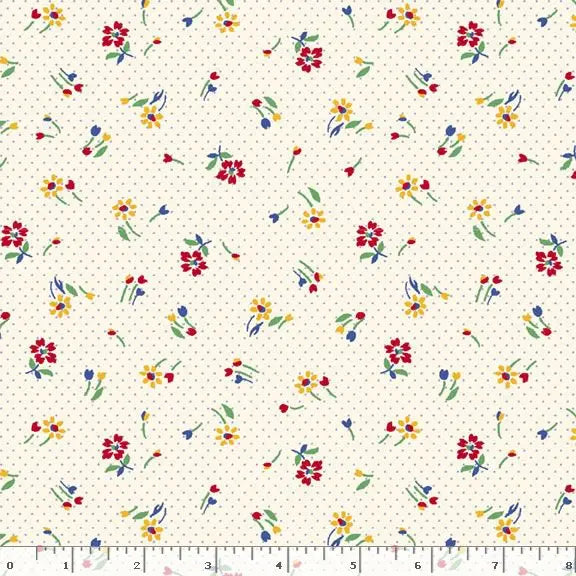 Cream Blooms Cotton Wideback Fabric Per Yard - Prismatic Fiber Arts