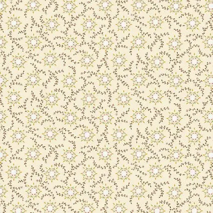 Cream Wheat Starburst Vine Cotton Wideback Fabric per yard - Prismatic Fiber Arts