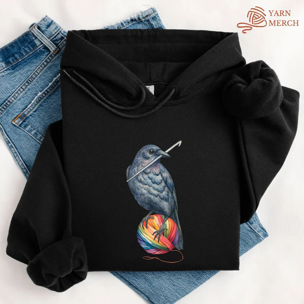 Crochet Crow Hoodie - Prismatic Fiber Arts