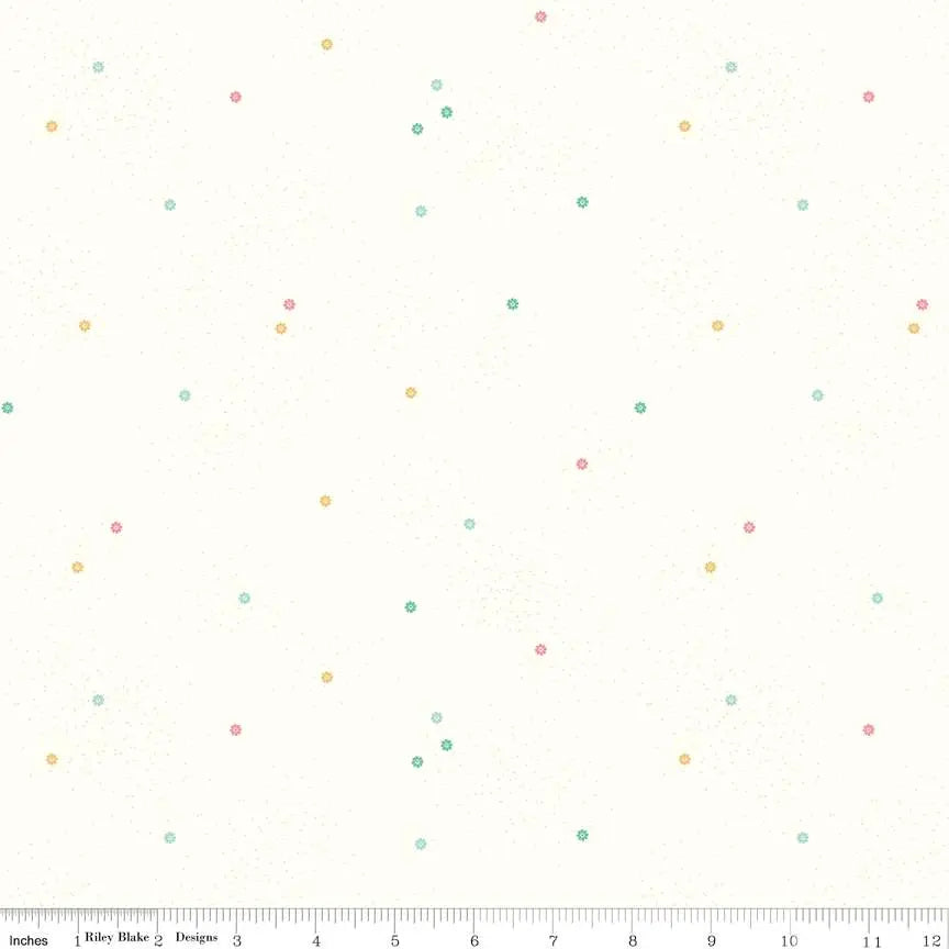 Dainty Daisy on Cloud Pastel Cotton Wideback Fabric per yard - Prismatic Fiber Arts