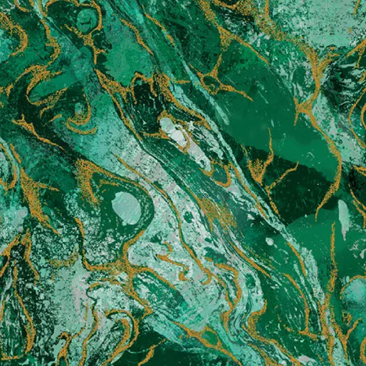 Emerald Marbled Earth Cotton 44”/45" Fabric Per Yard - Prismatic Fiber Arts
