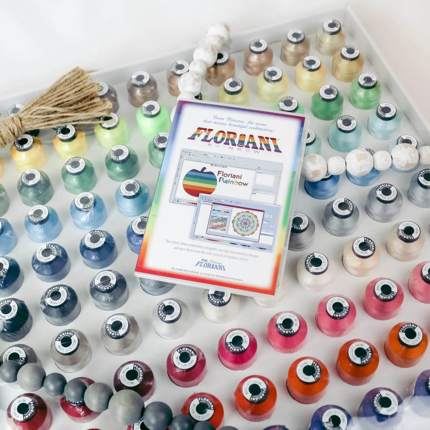 Floriani Thread 120 Spool Set - Spectrum Combo -Includes F120TS & Rainbow Software Preactivated - Prismatic Fiber Arts