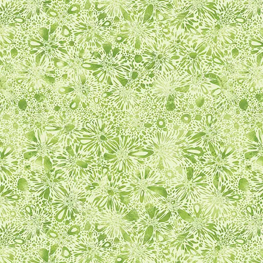 Go with the Flow Burst Medium Lime Cotton 44"/45" Fabric Per Yard - Prismatic Fiber Arts
