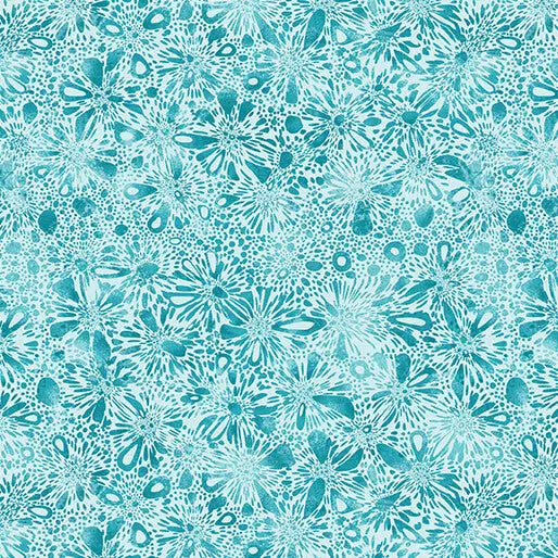 Go with the Flow Burst Medium Turquoise Cotton 44"/45" Fabric Per Yard - Prismatic Fiber Arts