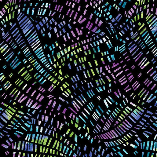 Go with the Flow Mosaic Flow Black/Multi Cotton 44"/45" Fabric Per Yard - Prismatic Fiber Arts