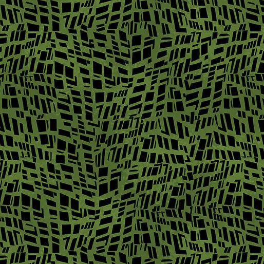 Go with the Flow Mosaic Shards Dark Lime Cotton 44"/45" Fabric Per Yard - Prismatic Fiber Arts