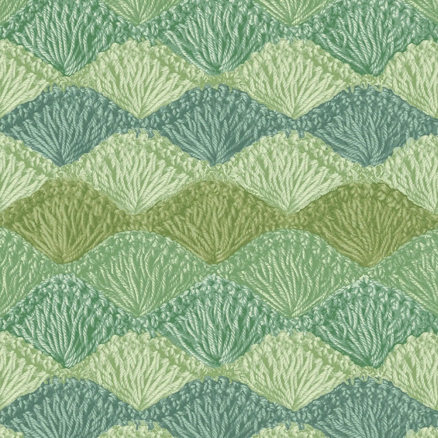 Green Crochet Sage Shell Stitch Cotton Wideback Fabric Per Yard - Prismatic Fiber Arts