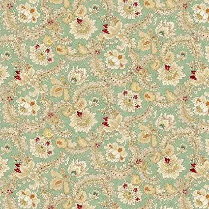 Green Sea Mist Fancy Foulard Cotton Wideback Fabric per yard - Prismatic Fiber Arts